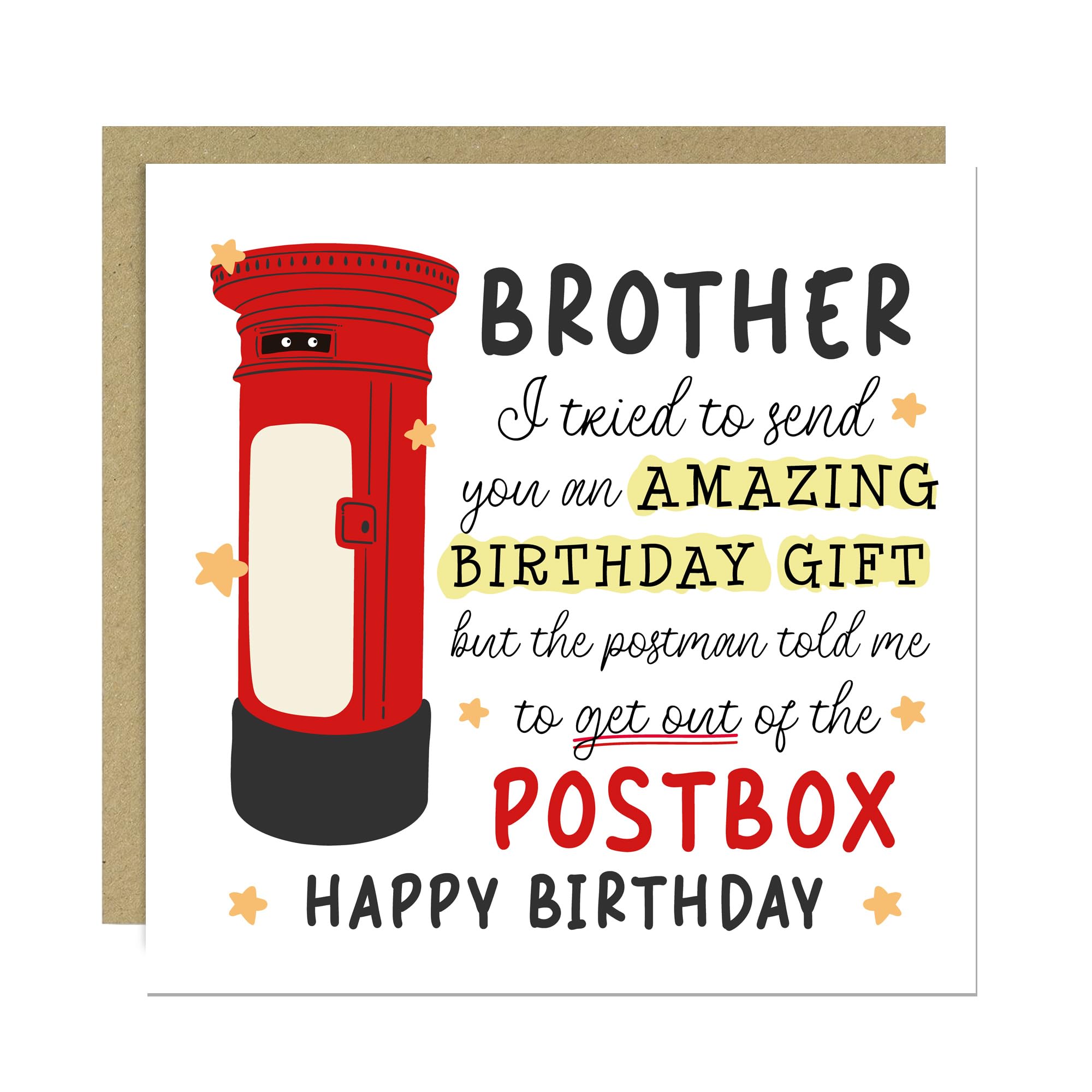 RED OCEAN Funny Birthday Card For Brother Novelty Birthday Card For Him Hilarious Cards From Sister Big Brother Sibling 145x145mm With Kraft Envelope