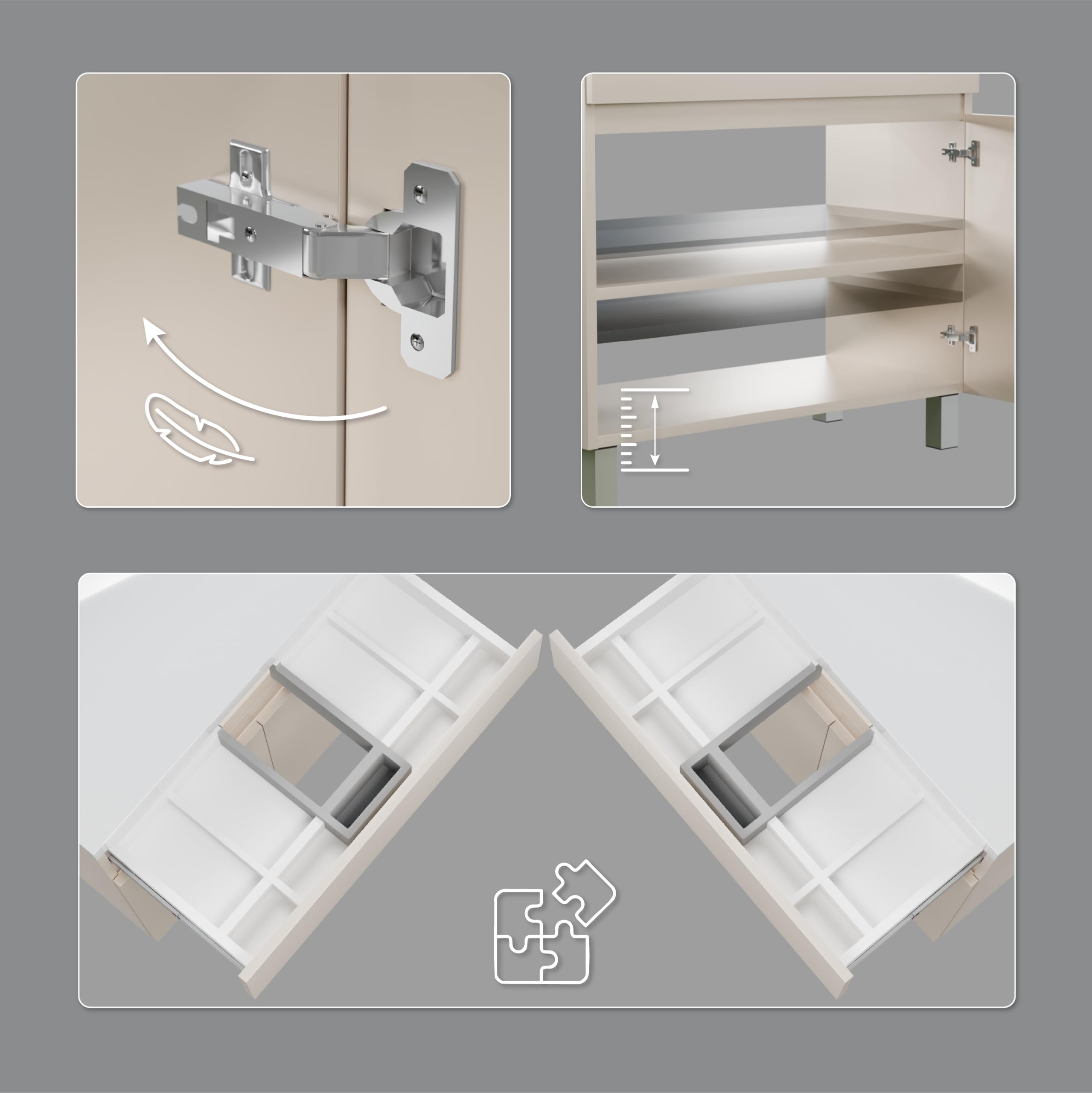 Mueble de baño Ariza Top, suspendido, 80 cm de Ancho, sin Lavabo, con cajón, para lavabos de sobre encimera - Cachemira Mate