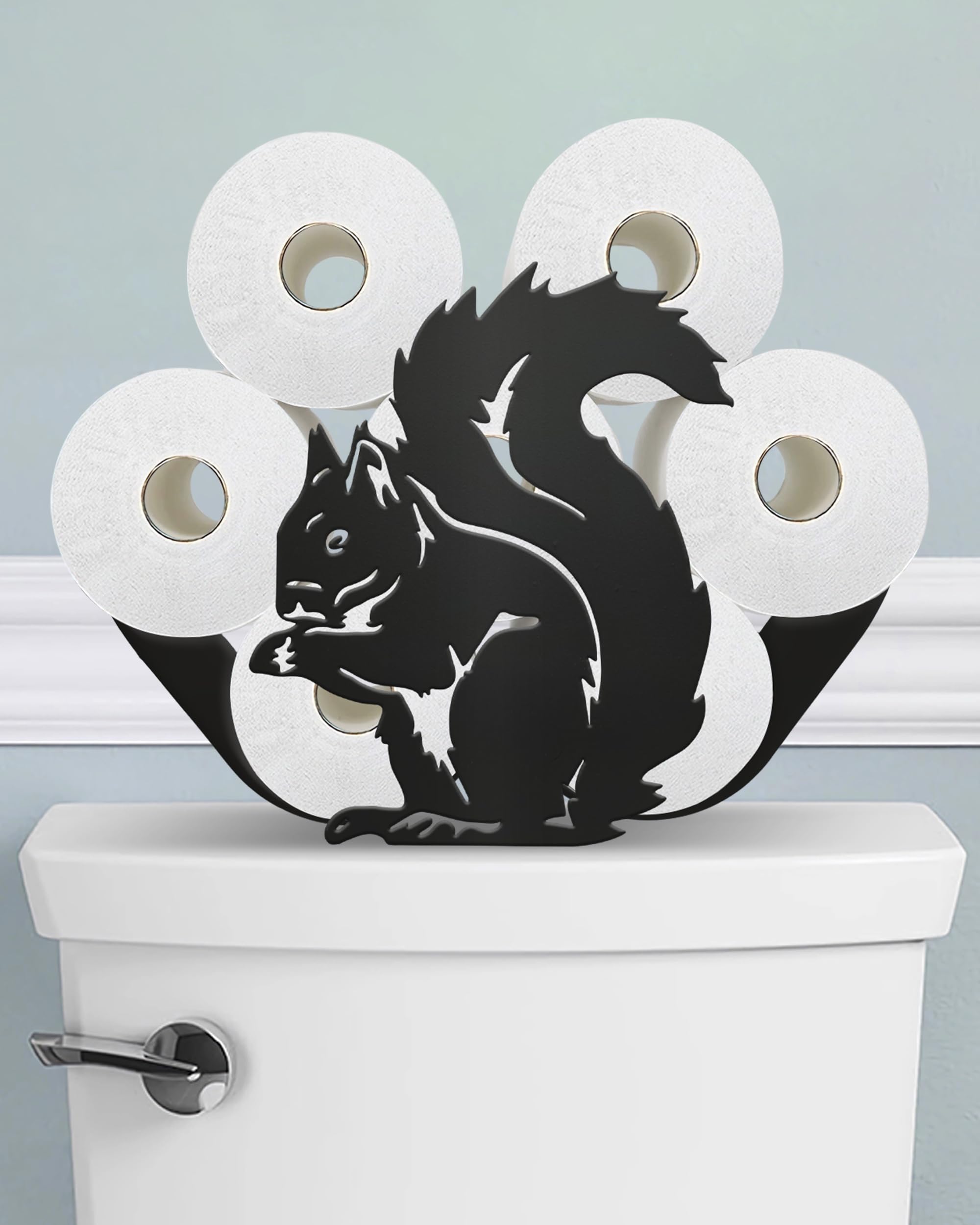 Wigag Squirrel Toilet Paper Holder for Extra 8 Rolls, Wall Mounted Decorative Toilet Paper Storage, Farmhouse Bathroom Unique Decor Freestanding Toilet Paper Cabinets Over The Toilet Storage — image 1