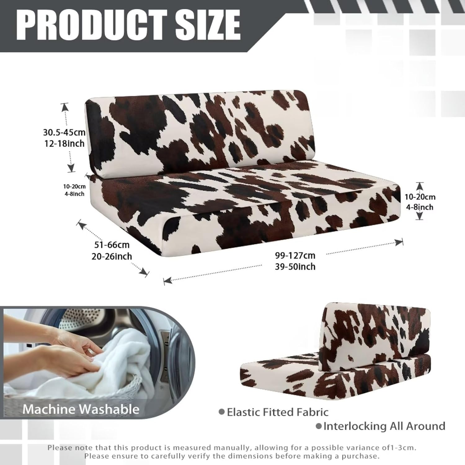 1 Set Cow RV Dinette Cushion Cover,Washable Elastic Cushion Slipcovers Stretchable RV Sofa Cover Loveseat Sofa Furniture Protector for RV Accessories
