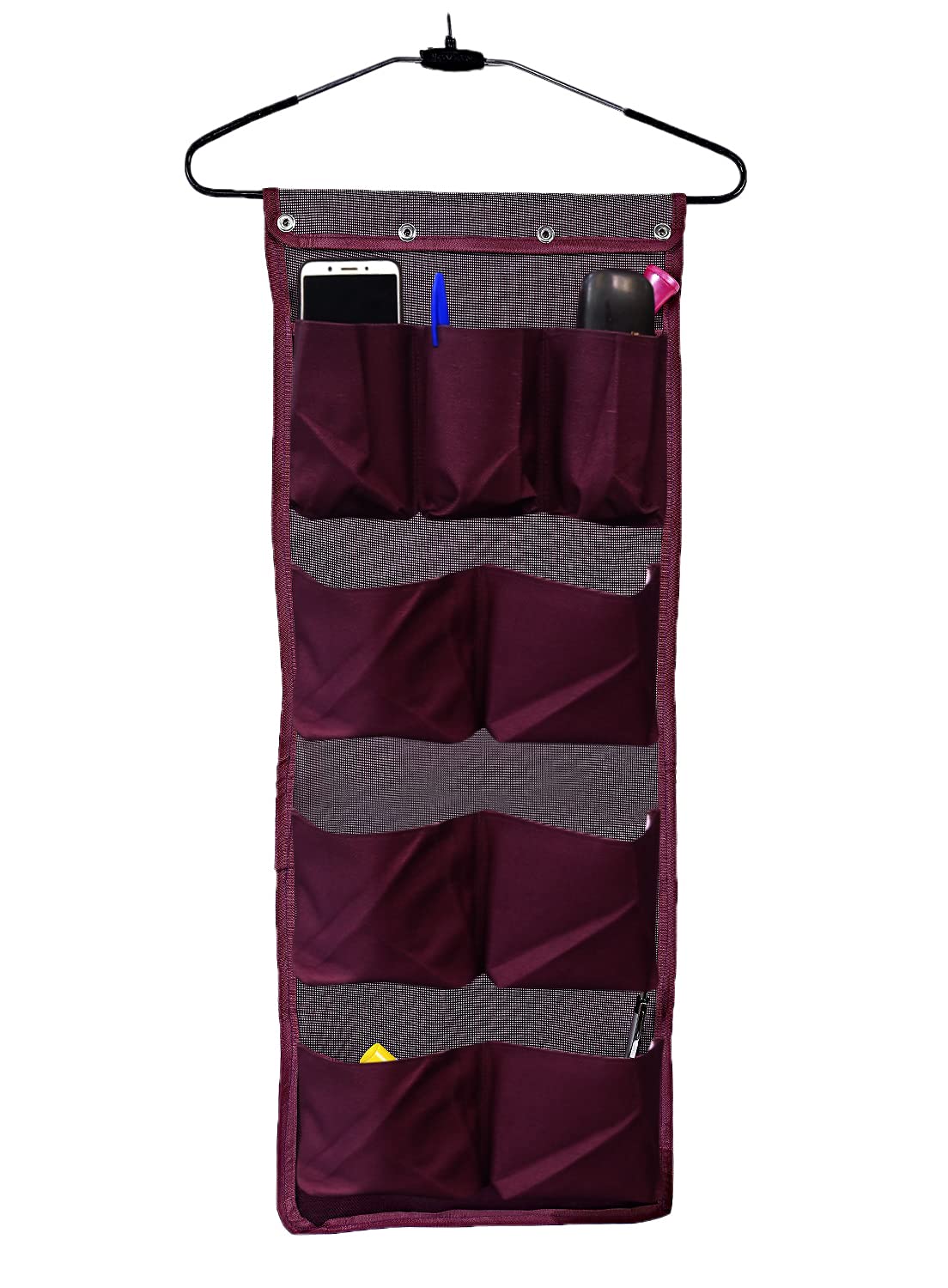 Kuber Industries Double-Sided Hanging Storage Pockets Organizer With 12 Pockets & Hanger (Wine)-HS_38_KUBMART20928