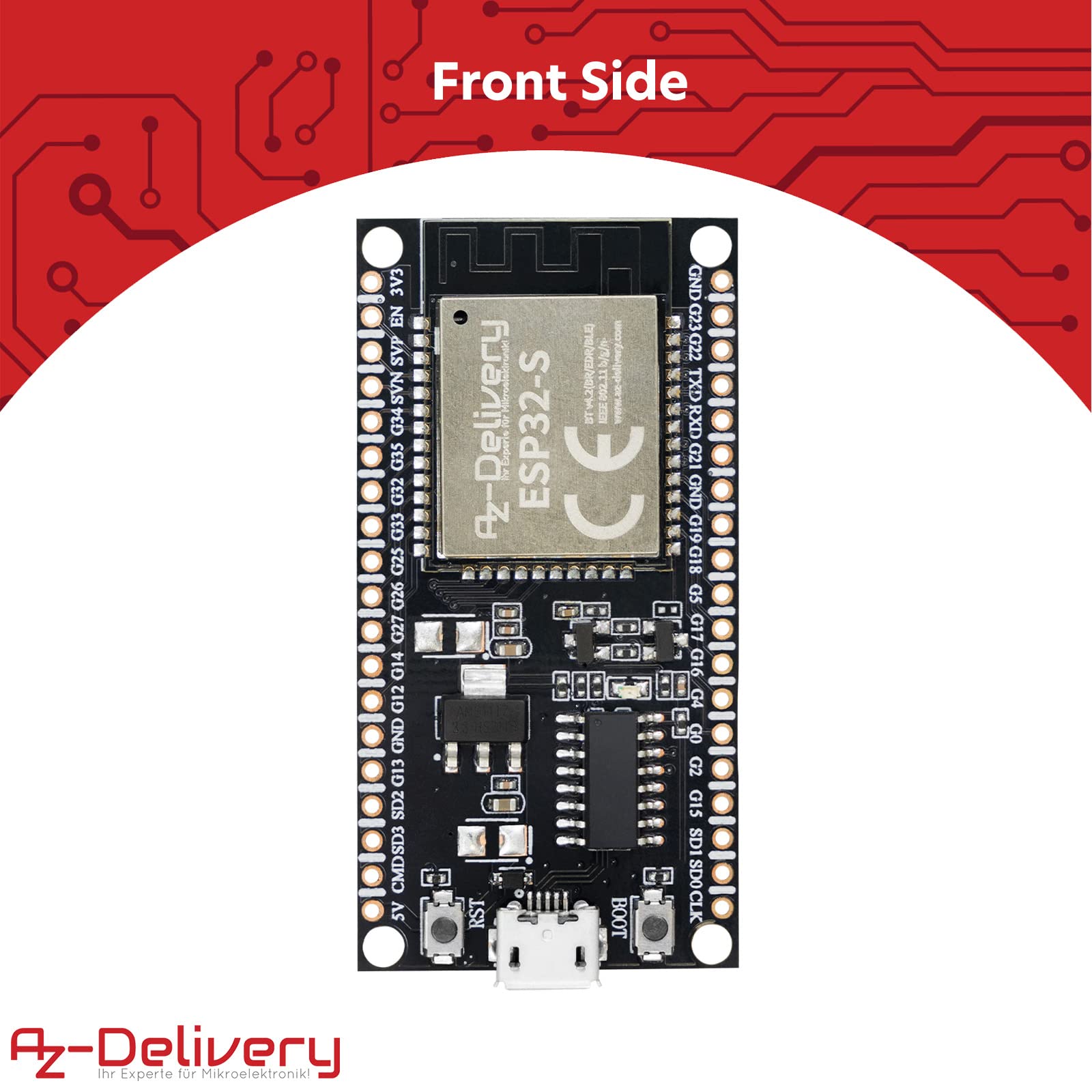AZDelivery ESP-32S Dev Kit C NodeMCU moduły WLAN WiFi Development Board z CH340 (następca modelu ESP8266) i kompatybilny z Arduino wraz z e-bookiem!