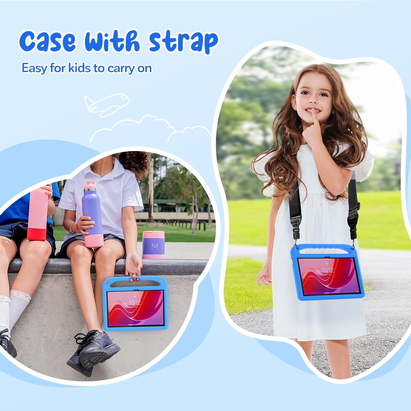 Funda para Lenovo Tab M11 11" 2024 (TB-330FU/331FC/330XU), Carcasa Antigolpes, Correa para el Hombro, Funda Infantil para Lenovo Tab M11 11 Pulgadas, Azul