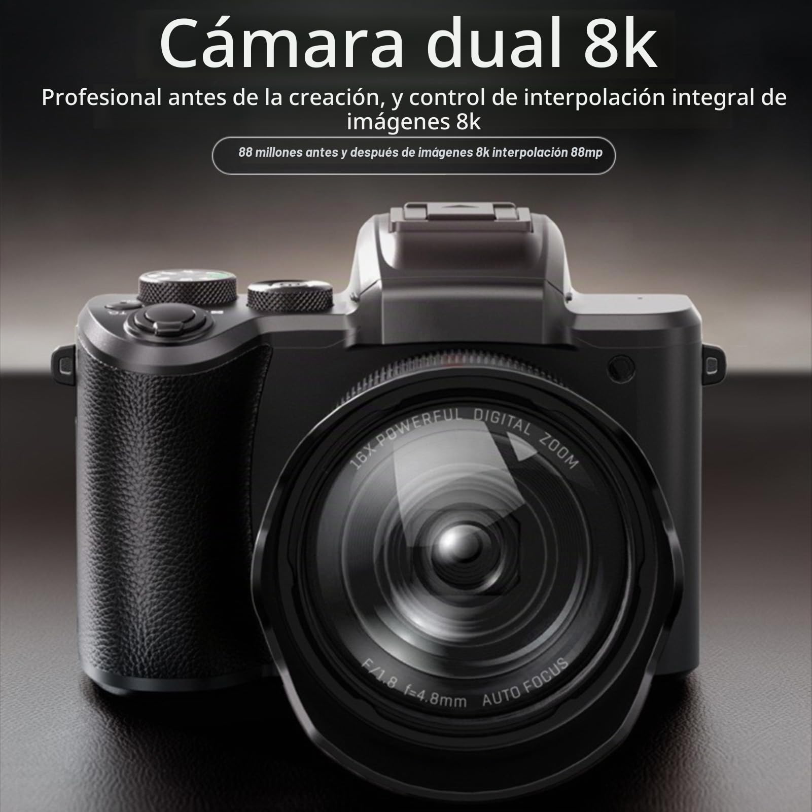 Topiky Cámaras Digitales 8K para Fotografía, Enfoque Automático 88MP WiFi Cámara Profesional con Zoom 16X de Doble Lente Cámara Web Selfie CAM con Pantalla Táctil de 3,2 Pulgadas Flash