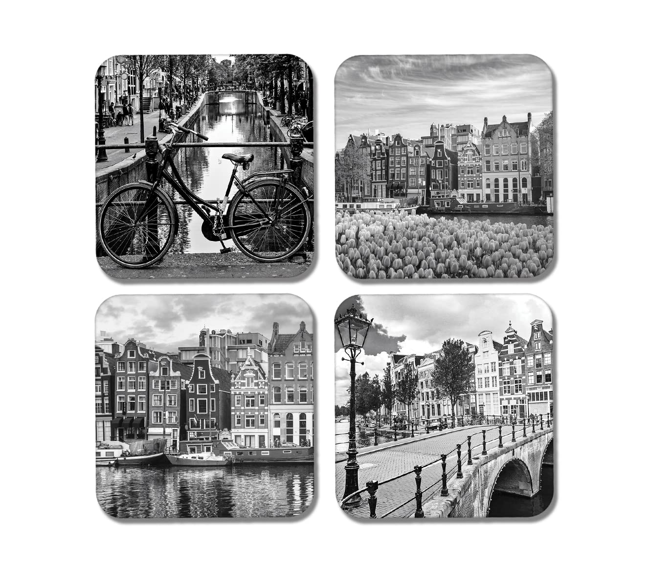 Dv Design Multicolor 4 X Square Amsterdam Coasters - Holland The Netherlands Travel Holiday City Gift #77941