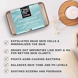 One With Nature Dead Sea Mud Soap 4oz 3-Pack - Purifying and Exfoliating Soap Bar with Dead Sea Salt Minerals for Face & Body, for Men & Women, Unscented