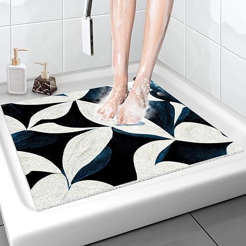Miniatura 26 de Alfombra de ducha Loofah: 24 x 16 pulgadas, alfombra de baño cuadrada para ducha interior, suave antideslizante, tapete de seguridad para ducha