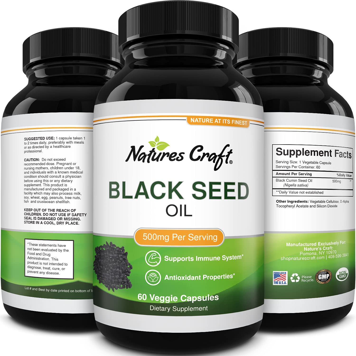 Black Cumin Seed Oil Capsules Nigella Sativa Focus Supplement and