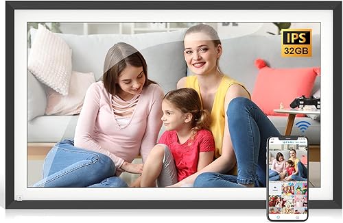 Marco de fotos electrónico de 15.6 pulgadas, marco de fotos digital grande, pantalla de fotos inteligente para montaje en pared, 32 GB, pantalla