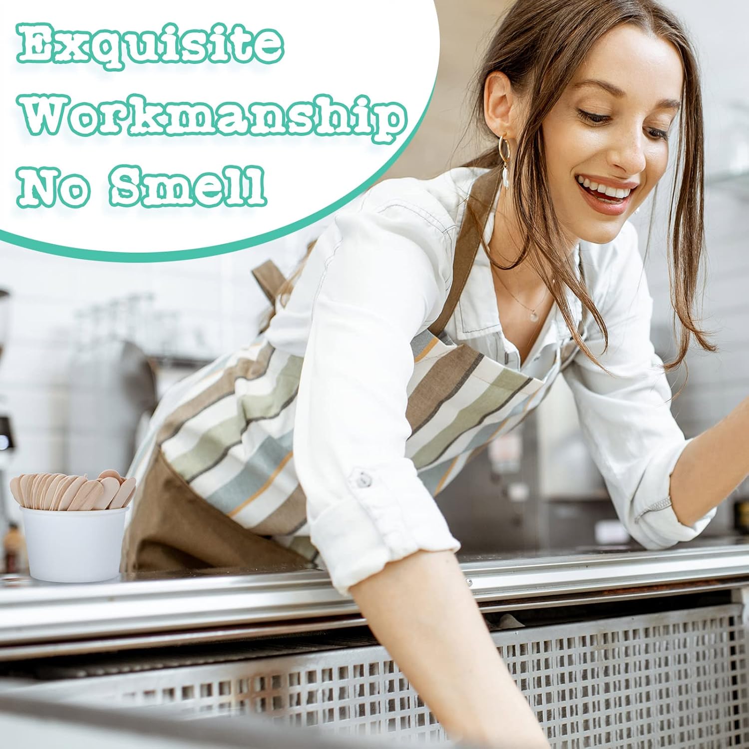 Skylety 4000 Pcs Wooden Ice Cream Spoon Bulk Mini Disposable Tasting Spoons Set Wooden Small Sample Ice Cream Sticks for Dessert Sampling Crafts, 3 Inches