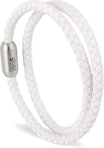 Pulsera de cuero trenzada con cierre magnético de acero inoxidable para hombre, pulsera de cuero auténtico con cierre magnético