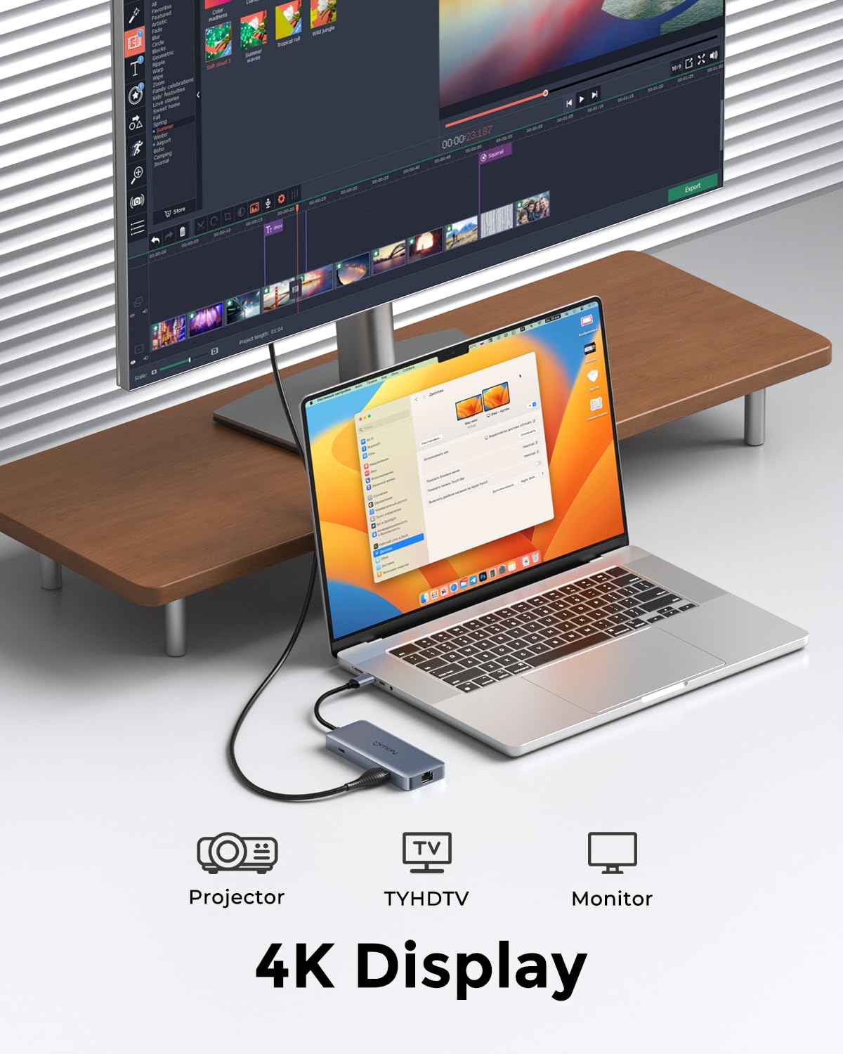 NewQ Stacja dokująca USB-C 140 W, koncentrator 4K 60 Hz HDMI, USB-A 3.2, USB-C 3.2, Gigabit Ethernet, wejście PD 140 W, SD/TF 4.0 gniazdo 300 Mbit/s, kompatybilna z Thunderbolt 3/4/5, do MacBook