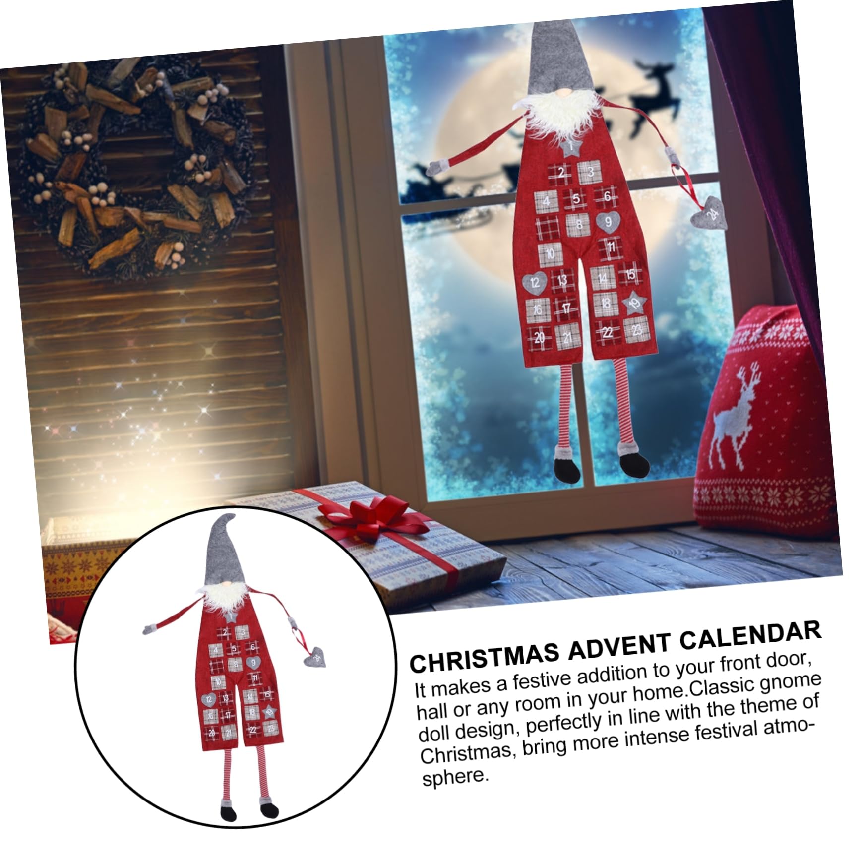 Anneome Calendario Dell'avvento Conto alla Rovescia Sacchetti, Decorazione Natalizia in Lana Artificiale a Forma di Babbo Natale, per Feste di Natale in Soggiorno e Ingresso