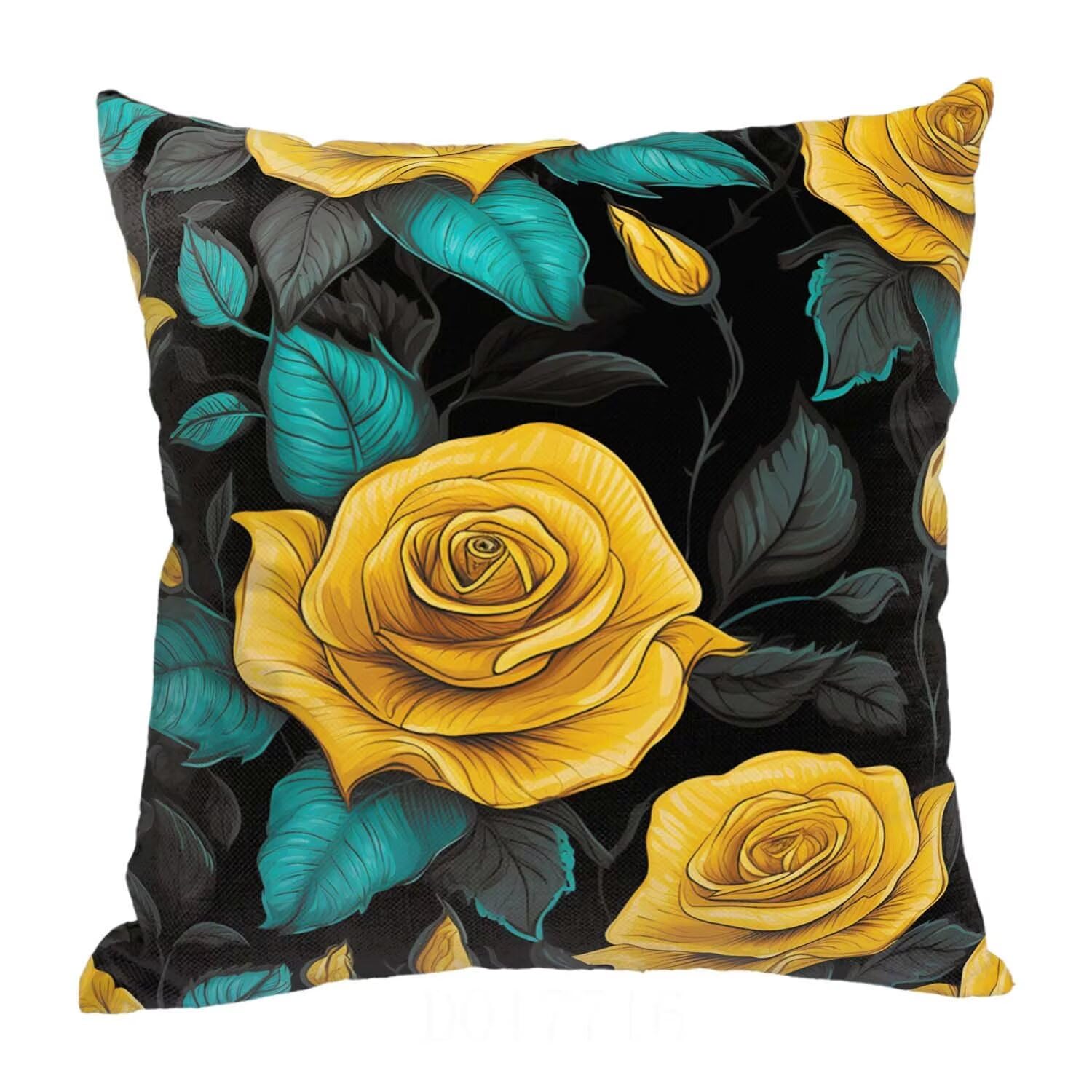 Fundas Cojines SuavesNegro Fundas Cojines Cuadradas Suaves Funda Almohada Cojines Suaves Sillas Jardin para Oficina Jardín Cama Sofá Banco Interior o Exterior Juego de 4 Funda Cojin Flor mu-488