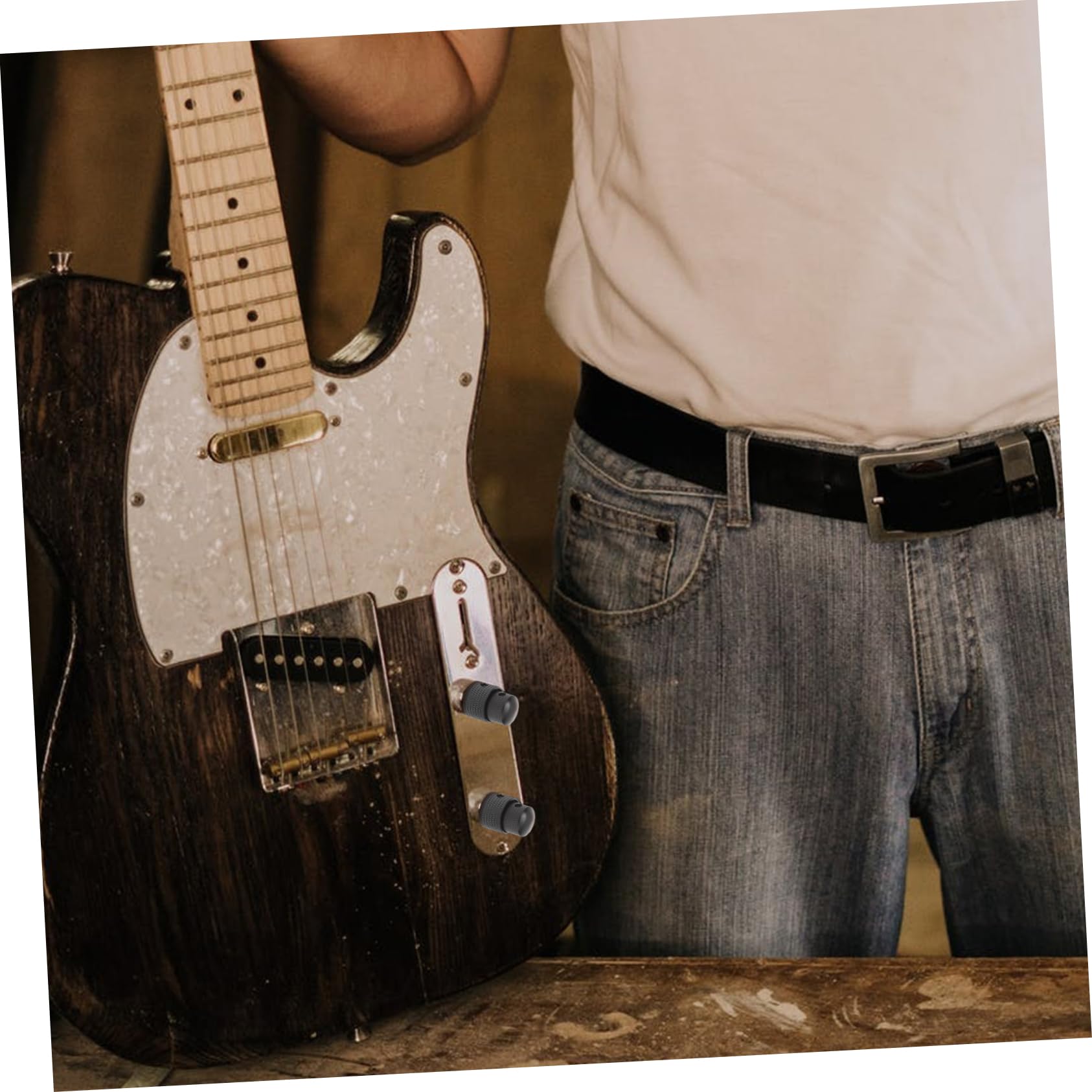 Levemolo Gd109 Electric Guitar Bass Volume Control Knobs Black Dual Knurled Concentric Tone Blend Fits Electric Guitars Bass