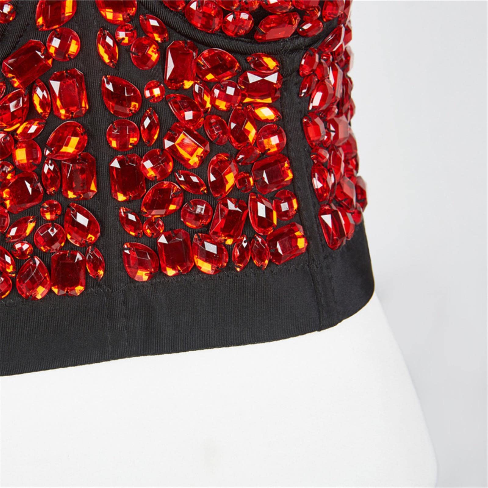 YOND Autumn Woman Tank Tops Punk Beading Diamond High End Women Corset Push Up Bustier y2k Bra Camis Crop Top Ladies Clothes-5-black, XL-40