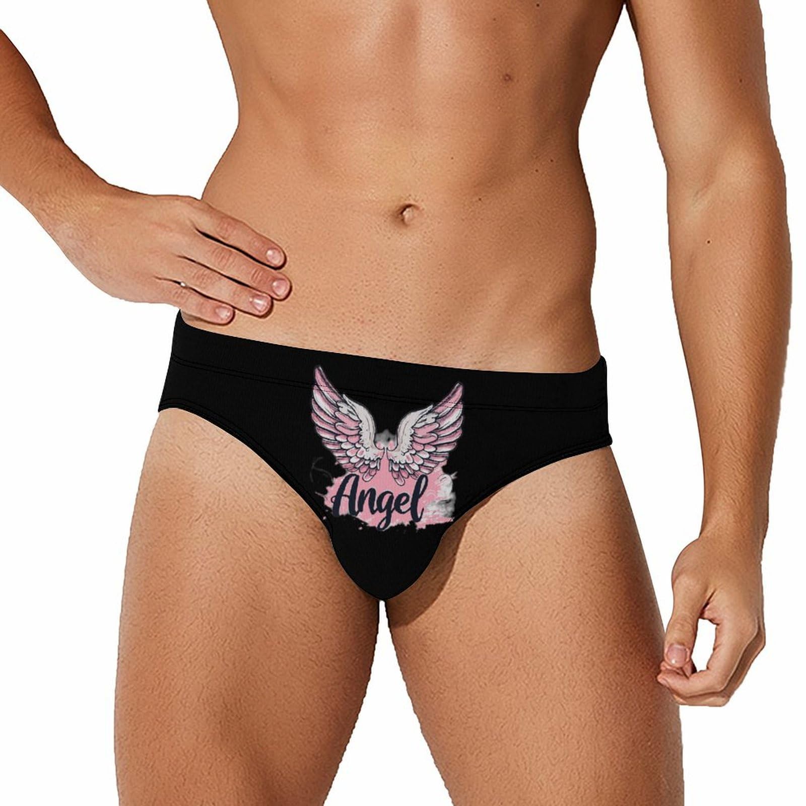 Angel Wings Mens Swim Briefs Bikini Swimwear Print Beach Shorts Sexy Swimsuit S