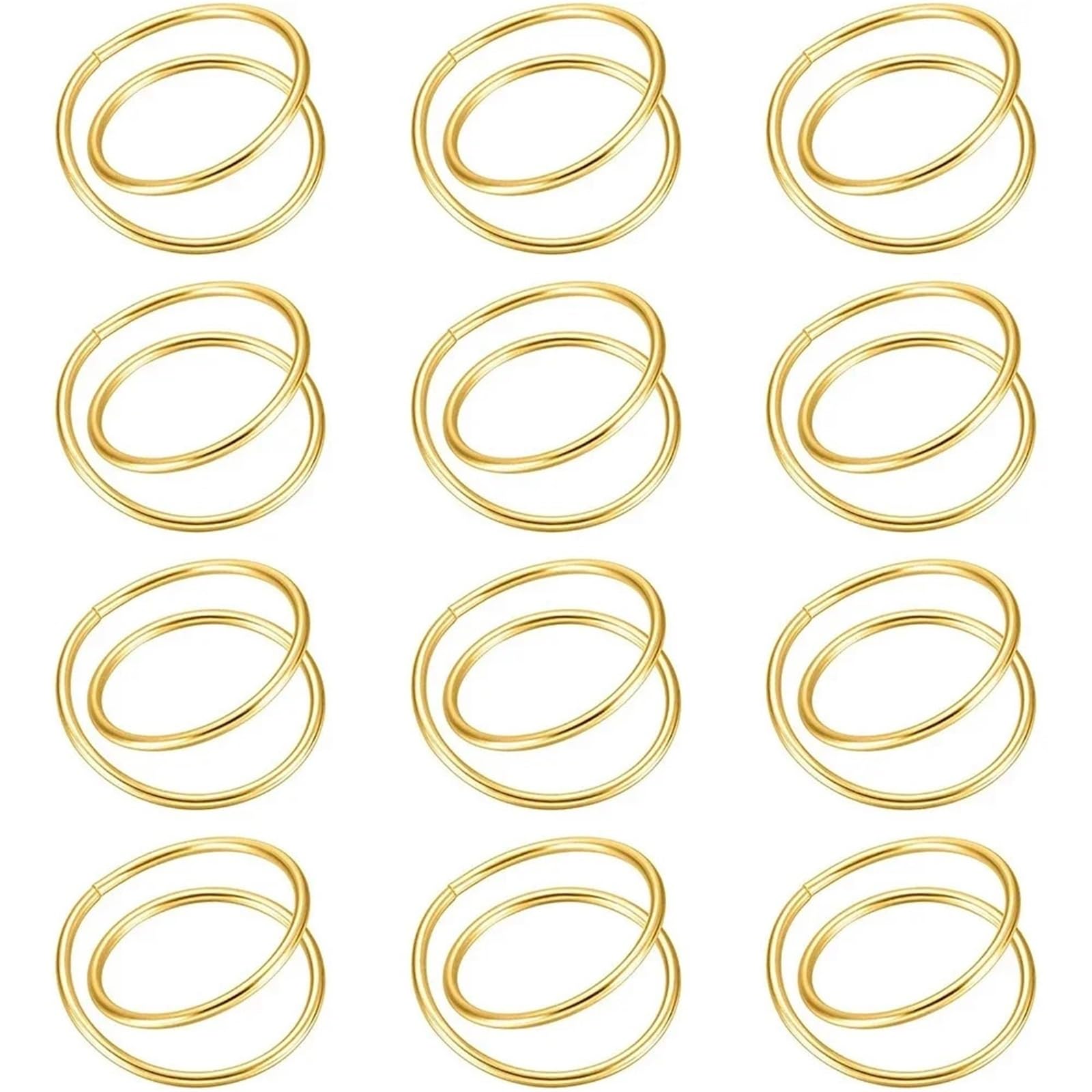 12pcs Gold Napkin Rings Metal Holder for Wedding Party Dinner Table Decoration