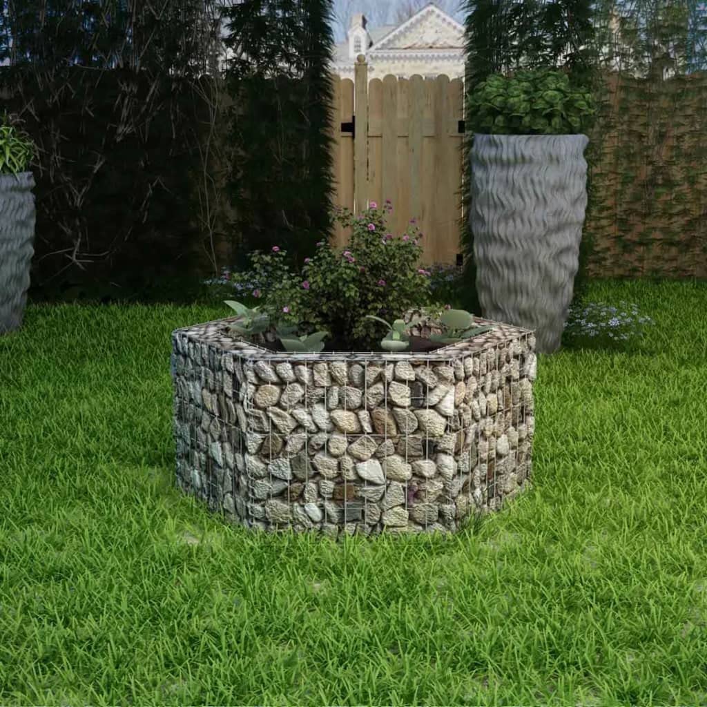 vidaXL Gabion Basket Hexagonal, Galvanised Steel Gabion Planter, Gabion Raised Bed for Garden, High Load Capacity, 39.4