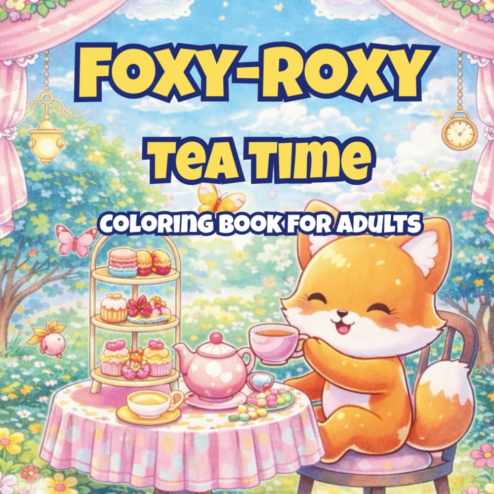 Foxy-Roxy Tea Time: Cute and Cozy Coloring Book for Adults with Adorable Foxy-Roxy Tea Time Scenes and Relaxing Moments