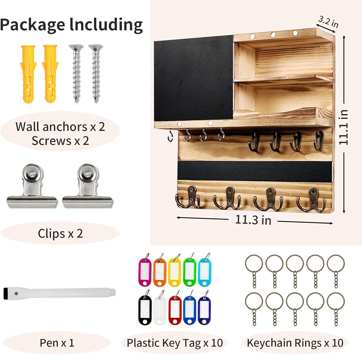 Key Holder for Wall Mounted Keys and Mail Holder Decorative Farmhouse Organizer Wall Hanger with Hooks Small Key Shelf for Home Entryway Hallway Bedroom Decor New Home Gift