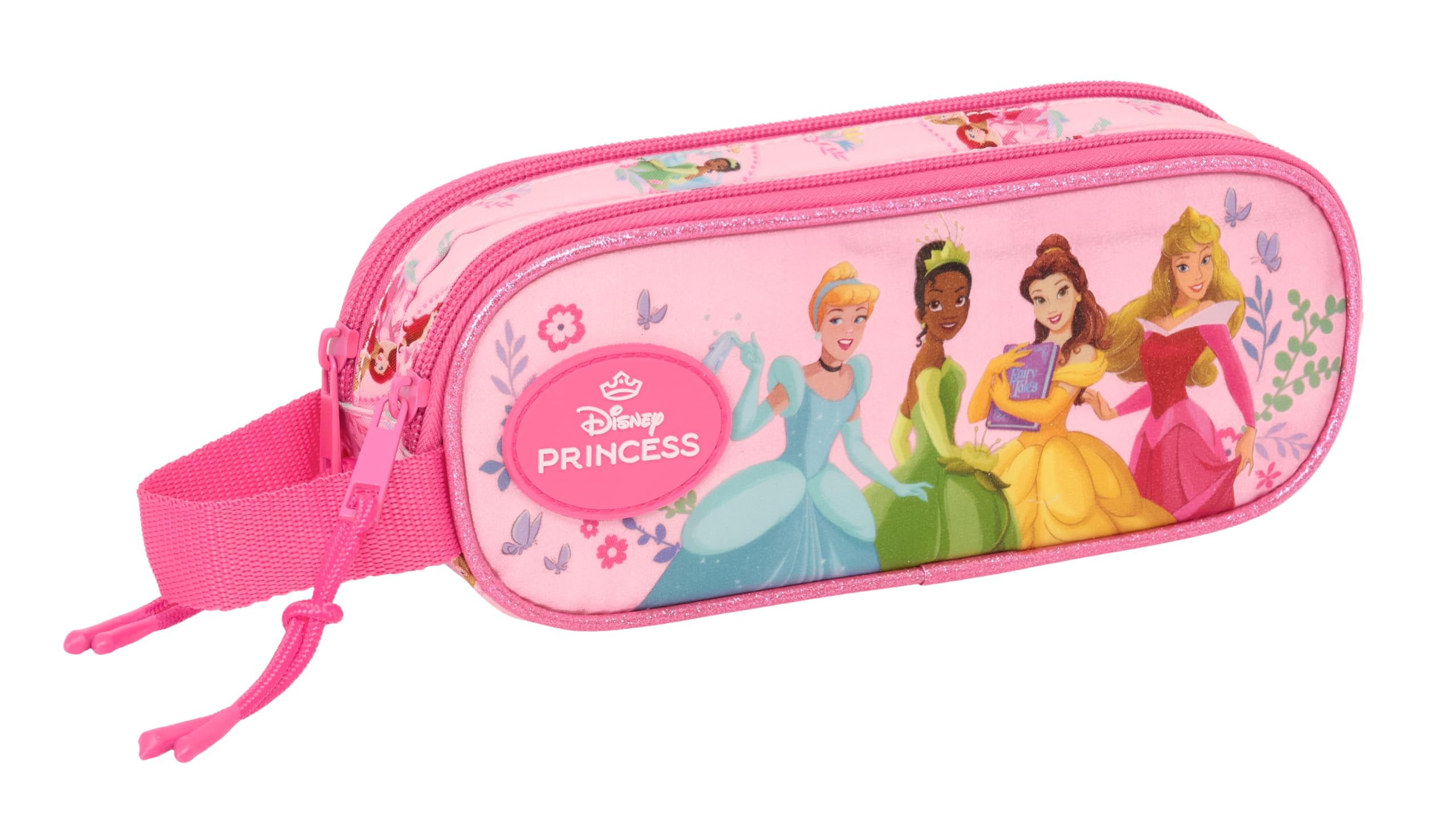PRINCESAS DISNEY – Children's Double Pencil Case, Children's Pencil Case, Ideal for School Age Children, Comfortable and Versatile, Quality and Resistance, 21 x 6 x 8 cm