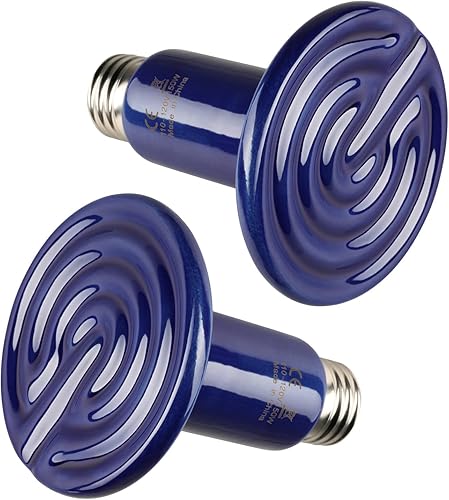 Simple Deluxe Paquete de 2 bombillas de calor de cerámica para reptiles de 150 W, sin luz, termómetro digital LCD para acuario, para anfibios de