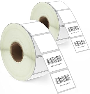 BETCKEY - 32mm x 25mm (1.25" x 1") perforated thermal labels for barcode and address compatible with zebra and other printers [2 rolls/2760 labels]