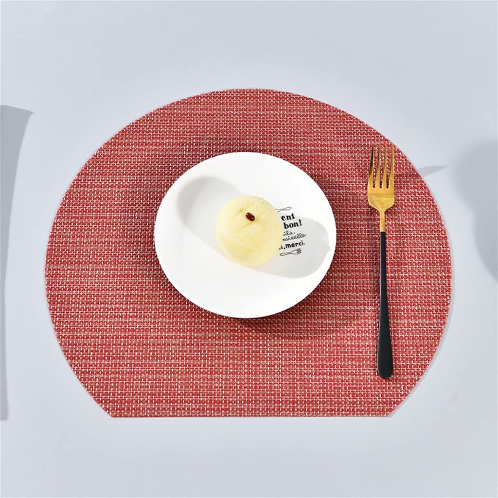 IANSHFKN Semi-circular PVC Placemats Insulated Western Food Mat Hotel Home Washable Table