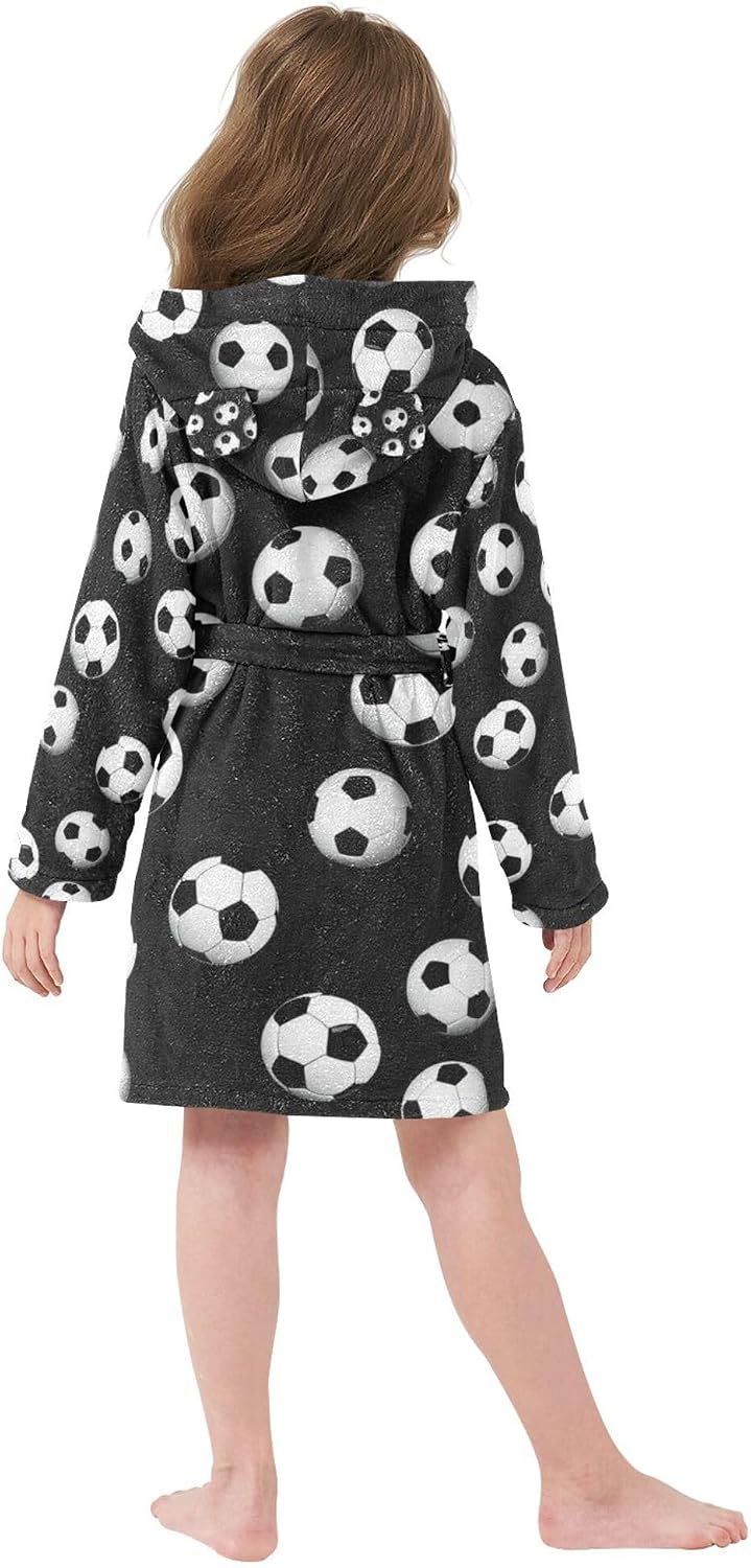 Bathrobe Hooded Unisex Winter PJ Robe Soft Fleece Robe Pajama Sleepwear 2-12 Years