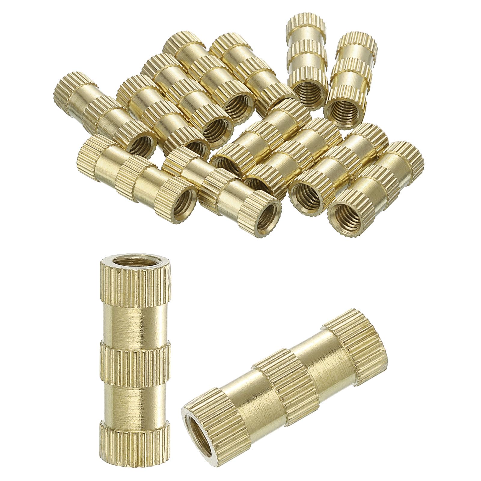 QUARKZMAN Dadi Inserti Scanalati 15pz M5 x 20mm x 7mm Inserti Filettati Femmina Ottone