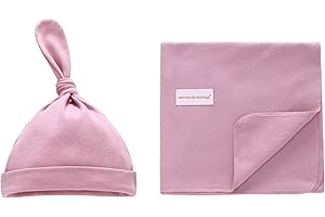 Knitted Baby Swaddle Blanket with Hat Set