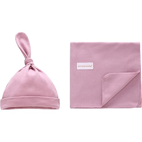 Knitted Baby Swaddle Blanket with Hat Set