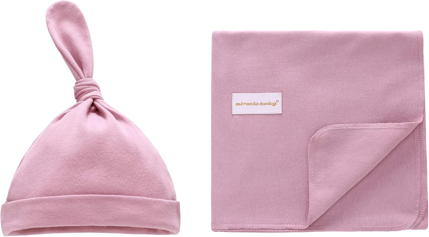 100 Cotton Knitted Baby Swaddle Blanket with Hat Set, 35