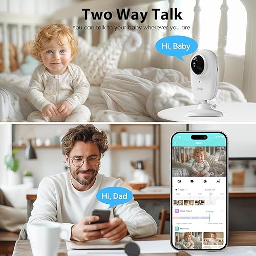 Miniatura 8 de Monitor de bebé de video inteligente, pantalla de 2.8 pulgadas y cámara de 1080p, WiFisin modos WiFi, detección de llanto, conversación de audio de