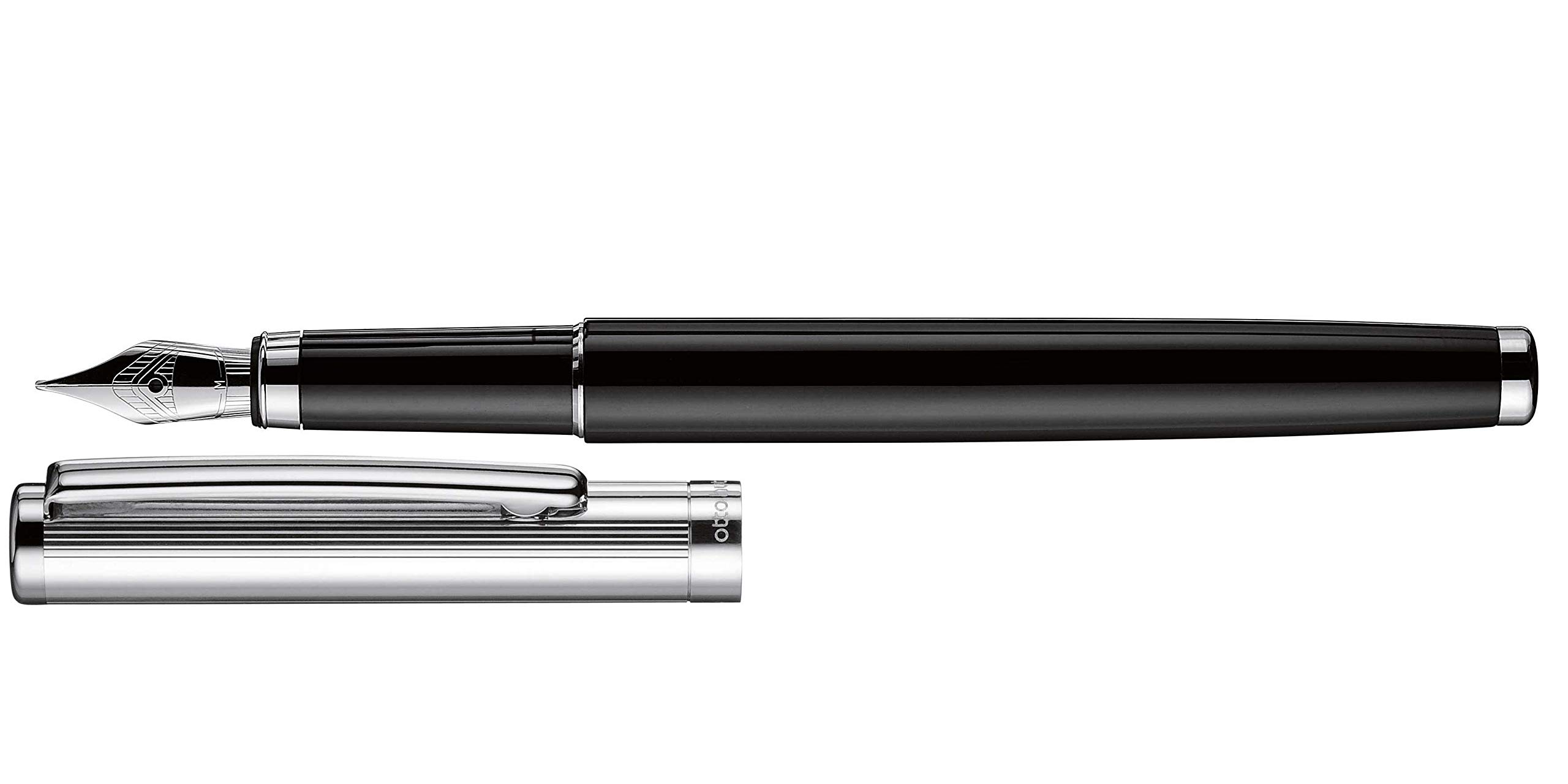 Otto Hutt design 01 Füllfederhalter 038-61025 – Füller mit hochwertiger Beschichtung und glänzender Oberfläche in der Farbe Schwarz – Federstärke EF