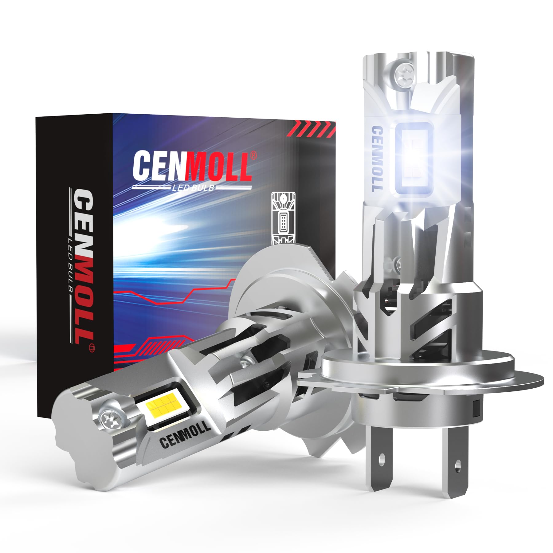 Ampoule H7 Led Voiture, 100 W, 30 000 Lm, 6 000 K (Blanc Froid), 500% Plus Lumineuse, Aucun Adaptateur NéCessaire, Conception 1:1 Ampoule Led H7 Voiture Plug & Play, Lot De 2