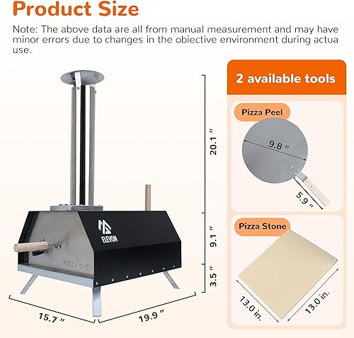 Miniatura 3 de Elevon QD740-ELPO-WSP1-1 Maker - Parrilla portátil de acero inoxidable para exteriores, piedra de cáscara y pizza, cromo