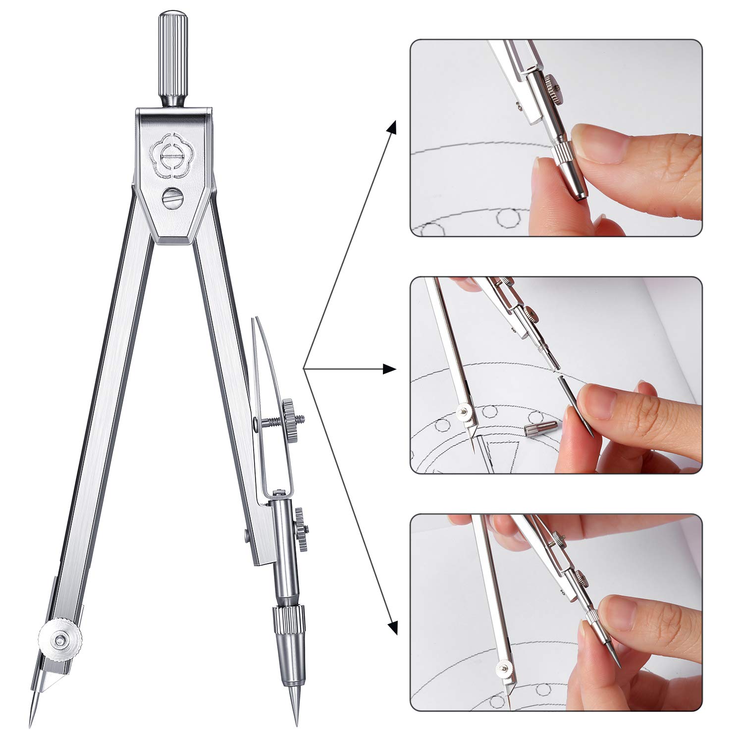 Student Geometry Math Set, Drawing Compass and 6 Inch Blue Swing Arm