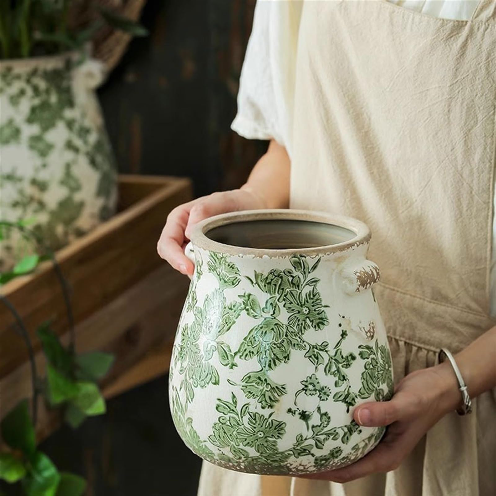 Vaso per Piante Vasi da Fiori in Ceramica Vintage per Uso Domestico Fioriera da Patio Esterna Rustica di Lusso Premium con Senso di Stile Creativo