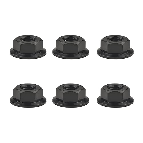 Titanium DIN6923 M5 M6 M8 M10 M12 M14 M16 - Juego de 6 tuercas hexagonales (paso M5, 0.031 in, negro)
