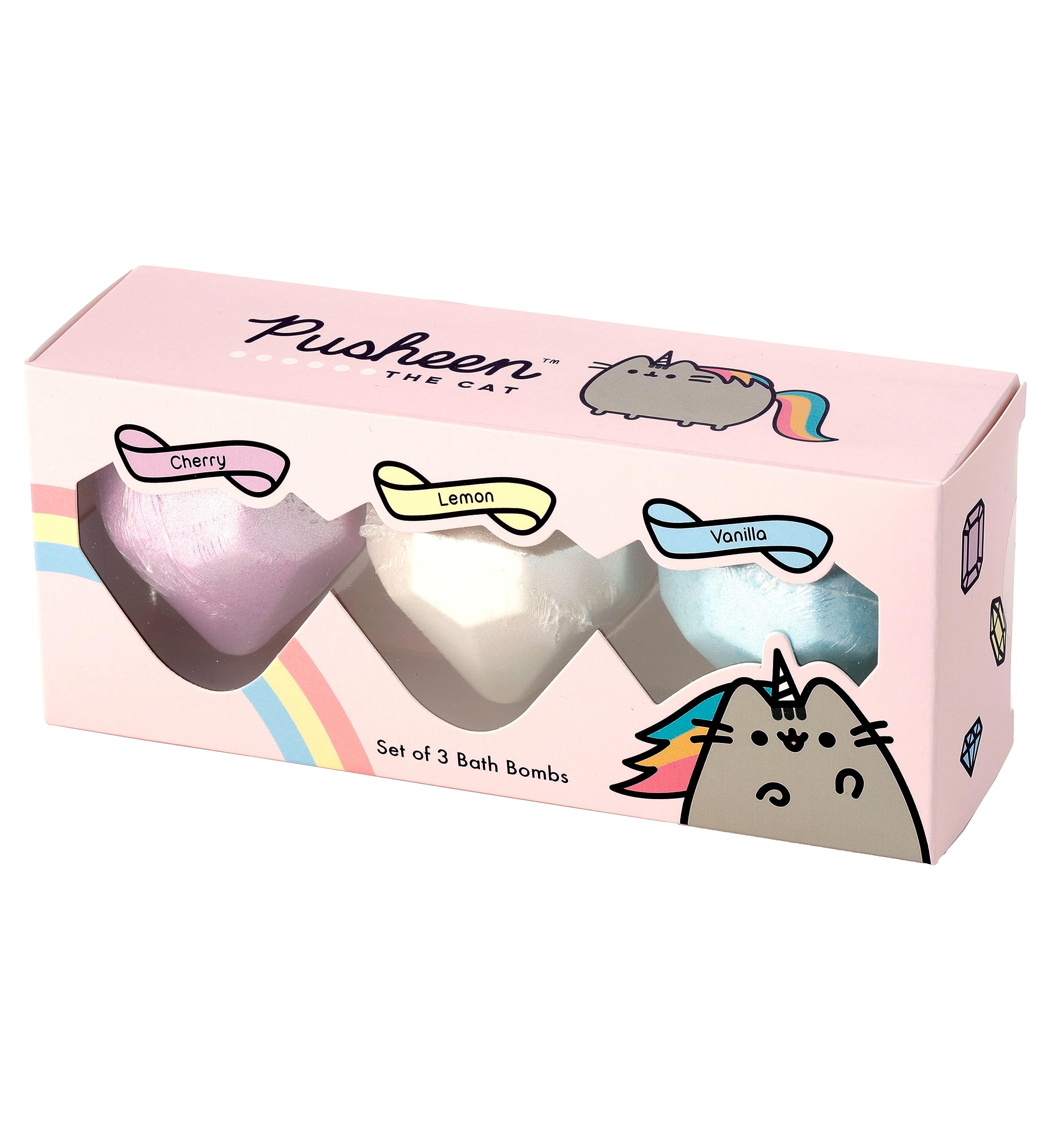 Puckator Set of 3 Pusheen The Cat Bath Bombs - Fruity Scents - Birthday Gifts for Mum or Her - Gifts for Girls - Bath Bomb for Women - Spiritual Self Care Gifts for Women Bathbombs Bath Accessories