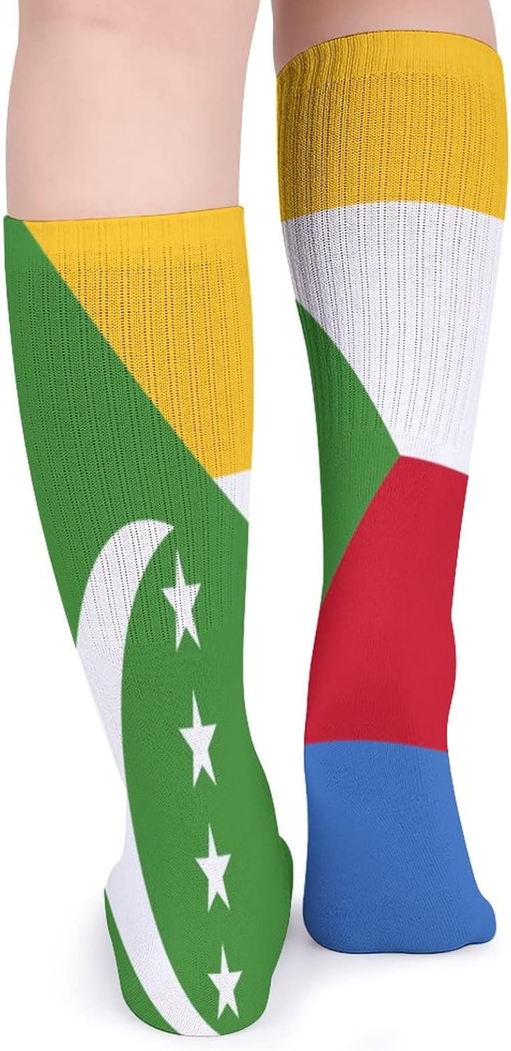 Comorian Flag Casual Socks Sweat-Wicking and Breathable Sports Socks for Men and Women (5 Pairs)