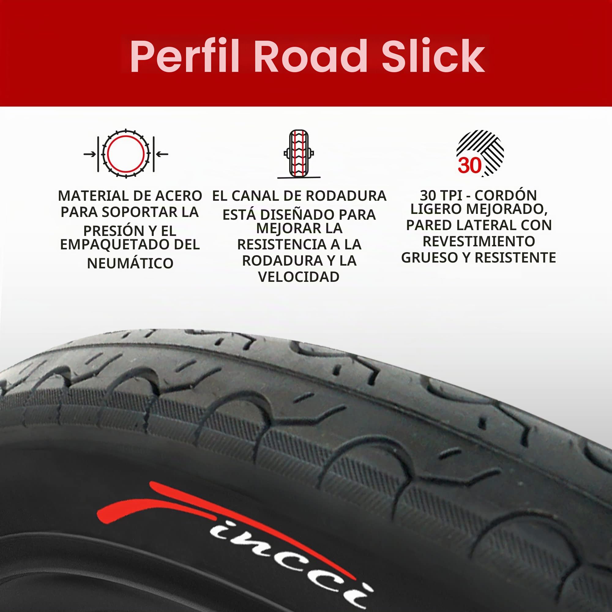Fincci Cubierta 26x1.25 32-559 Neumático para Bicicleta de Ciudad 30 TPI | Cubierta 26x1.25 con 30 TPI y Presión de Inflado de 40-65 PSI para un Rendimiento Óptimo en Carretera - Pack de 2
