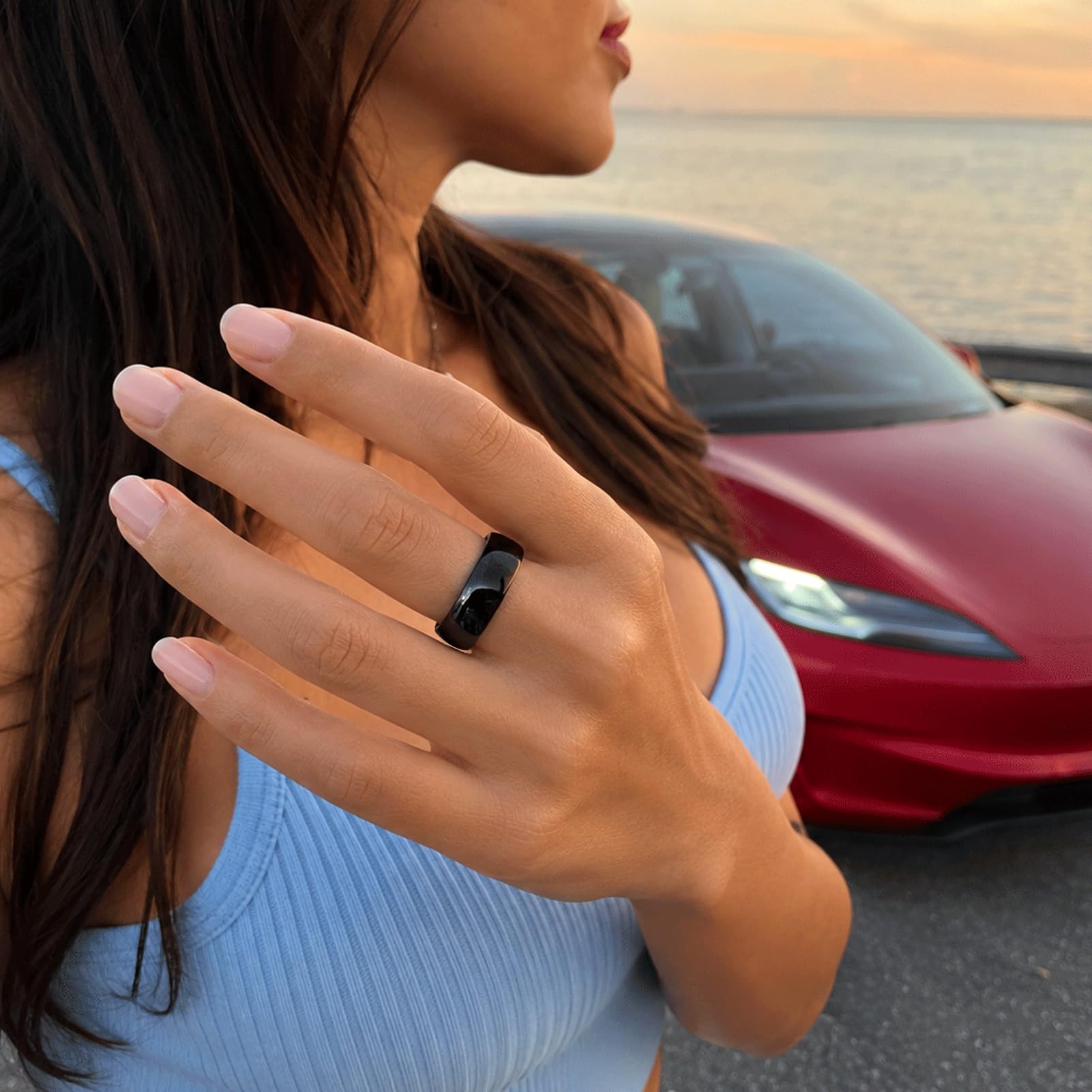 Portachiavi in ceramica RFID Tesla Smart Ring per Tesla Model 3/Y/X/S, ricambio per portachiavi e porta aperta (#7)