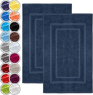 NatureMark Alfombrillas de baño en Paquete de 2 Unidades, 100% algodón, 50 x 80 cm, Alfombrillas de Ducha en Paquete Doble, Color: Azul Marino