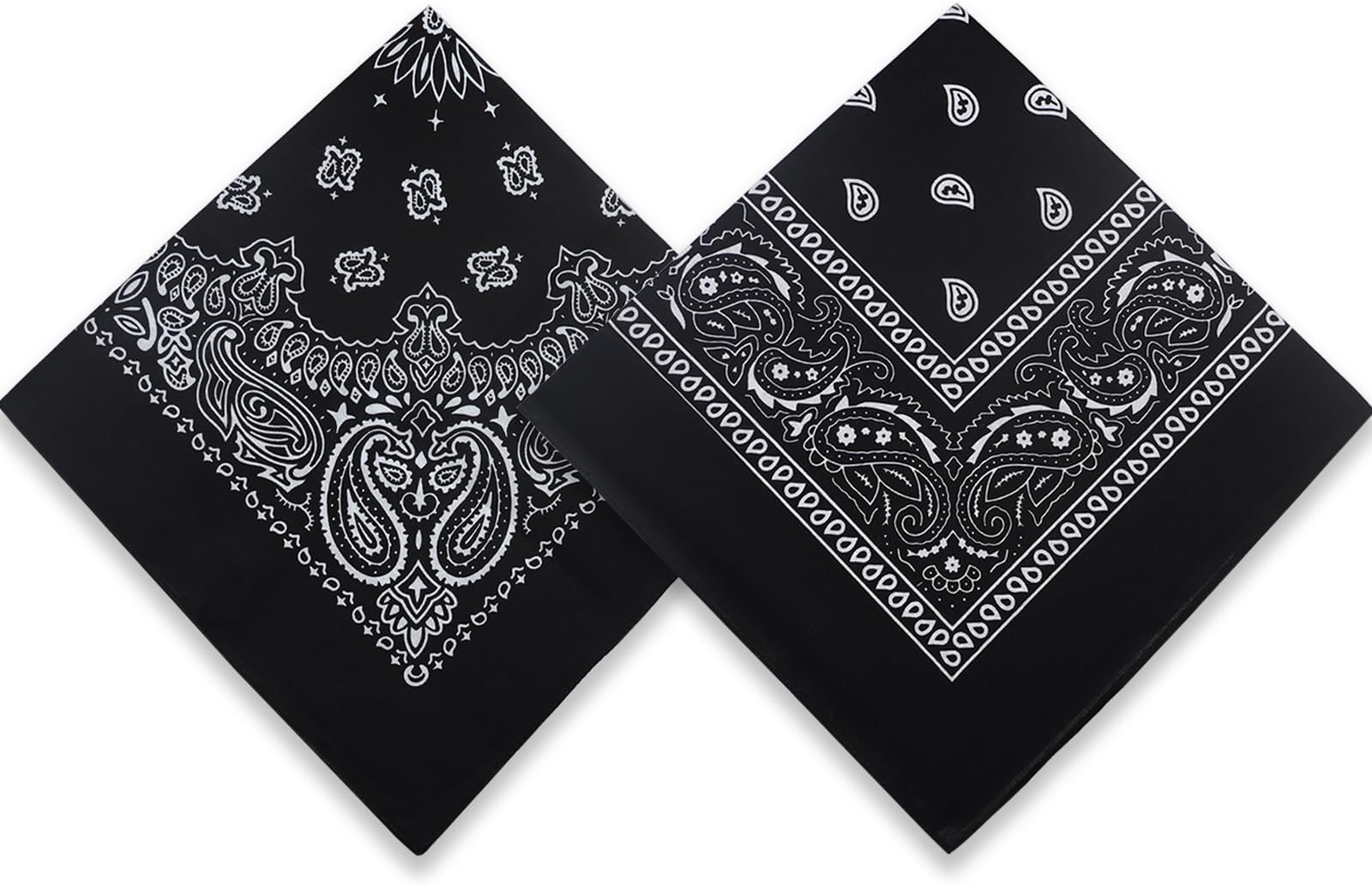 2 Pack Types of Paisley Pattern Bandanas, 22x22 Inches Cotton Bandanas Handkerchief Face Mask for Men & Women