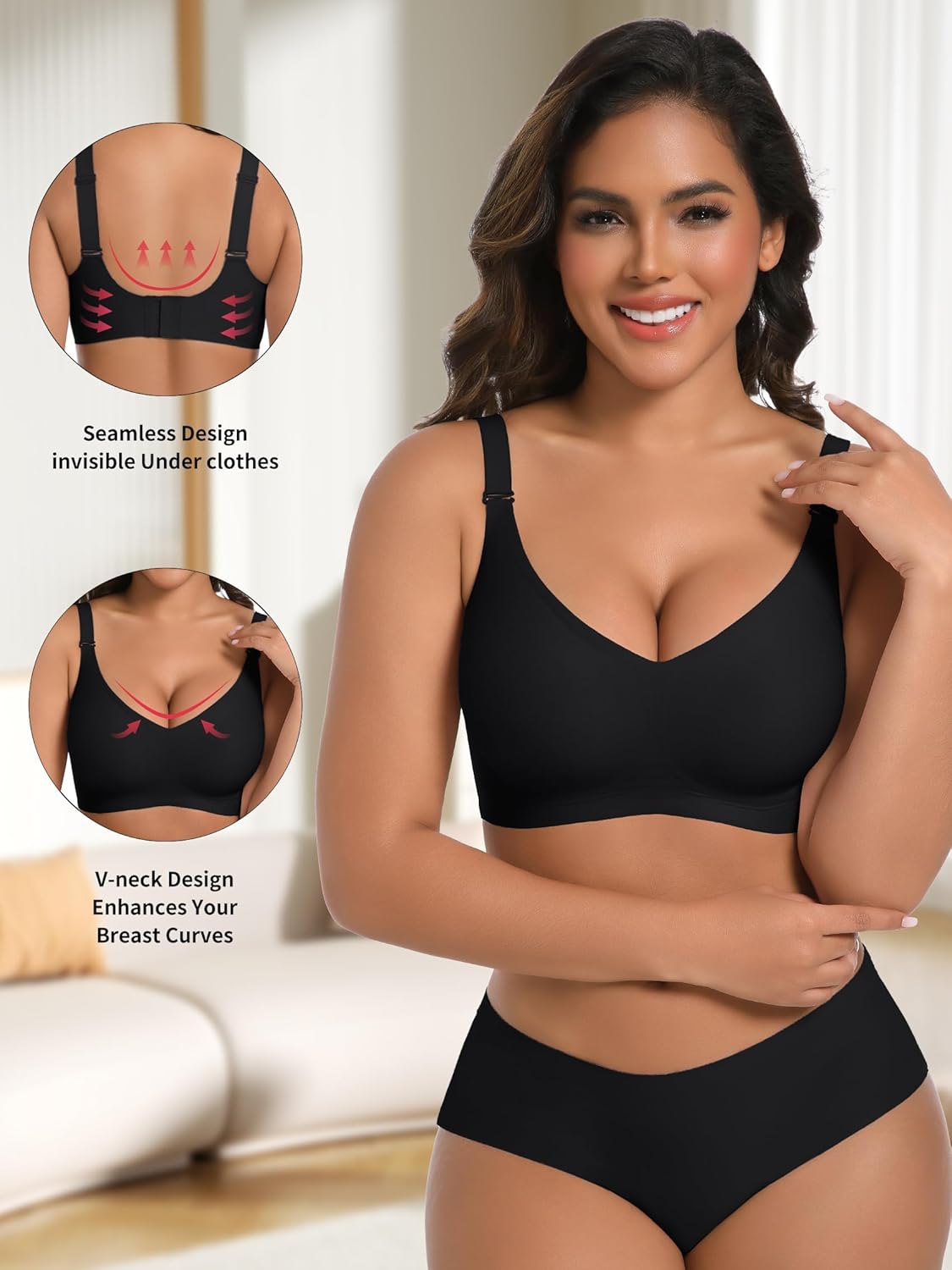 AILIVIN Womens Seamless Wireless Bra Comfort Push Up Bras Buttery Soft Bralette Full Coverage No Underwire Sport Everyday Bra - Image 2