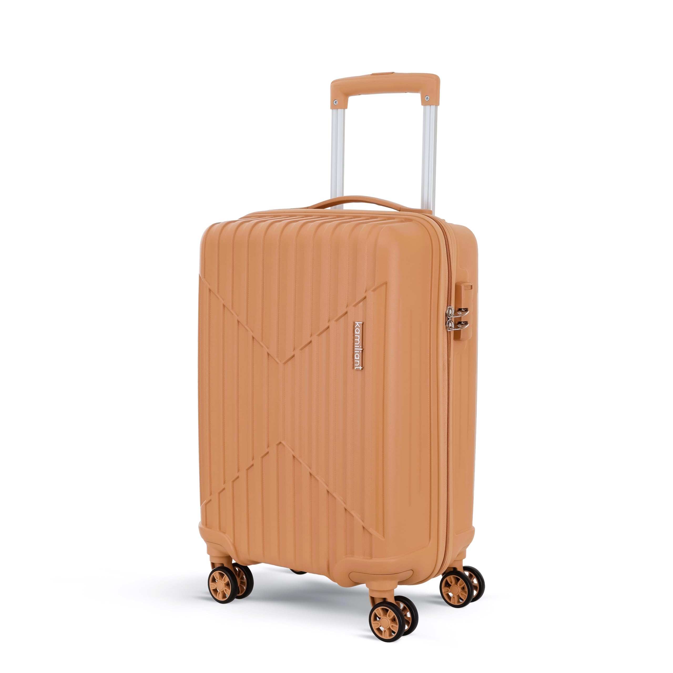 KAMILIANT by American Tourister Savvy 55 Cms Small Cabin (PP) Hard Sided 8 Wheels Spinner Luggage/Suitcase/Trolley Bag (Orange Pastry) (Double Wheel)
