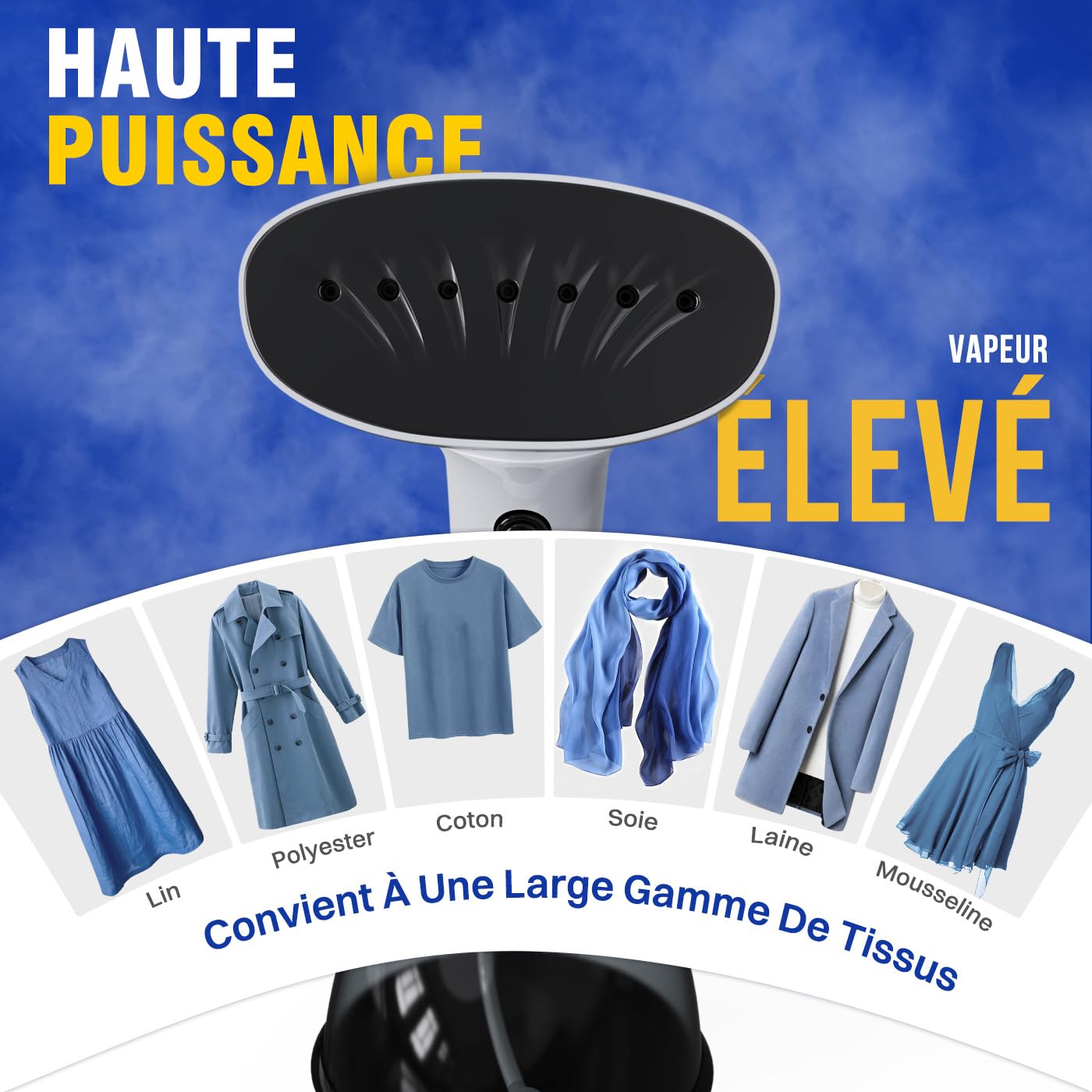 Rolipo Défroisseur Vapeur, Fer à repasser portable haute puissance pour la maison, le bureau, le voyage, réservoir d'eau de grande capacité de 400ML, Voyage Vapeur Steamer, blanc